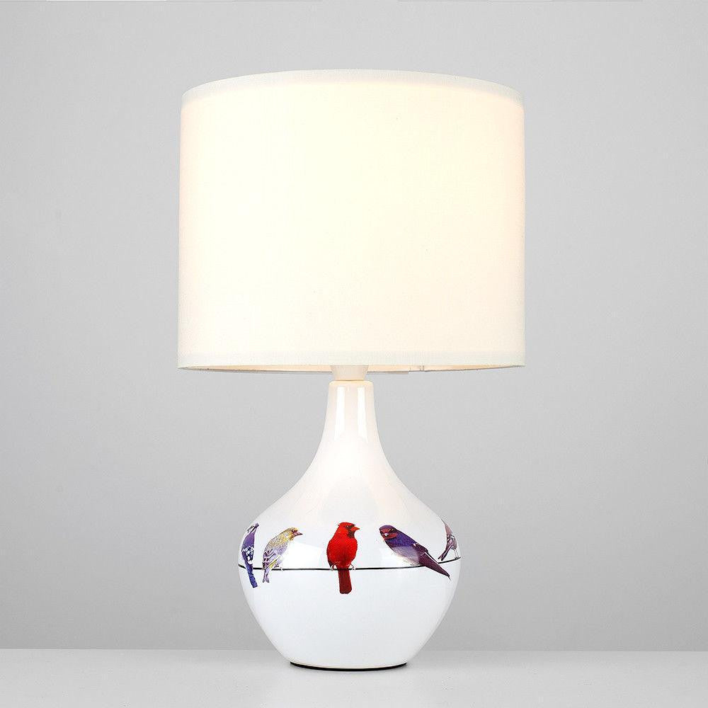 Sitzende Vögel Keramische Tischlampe