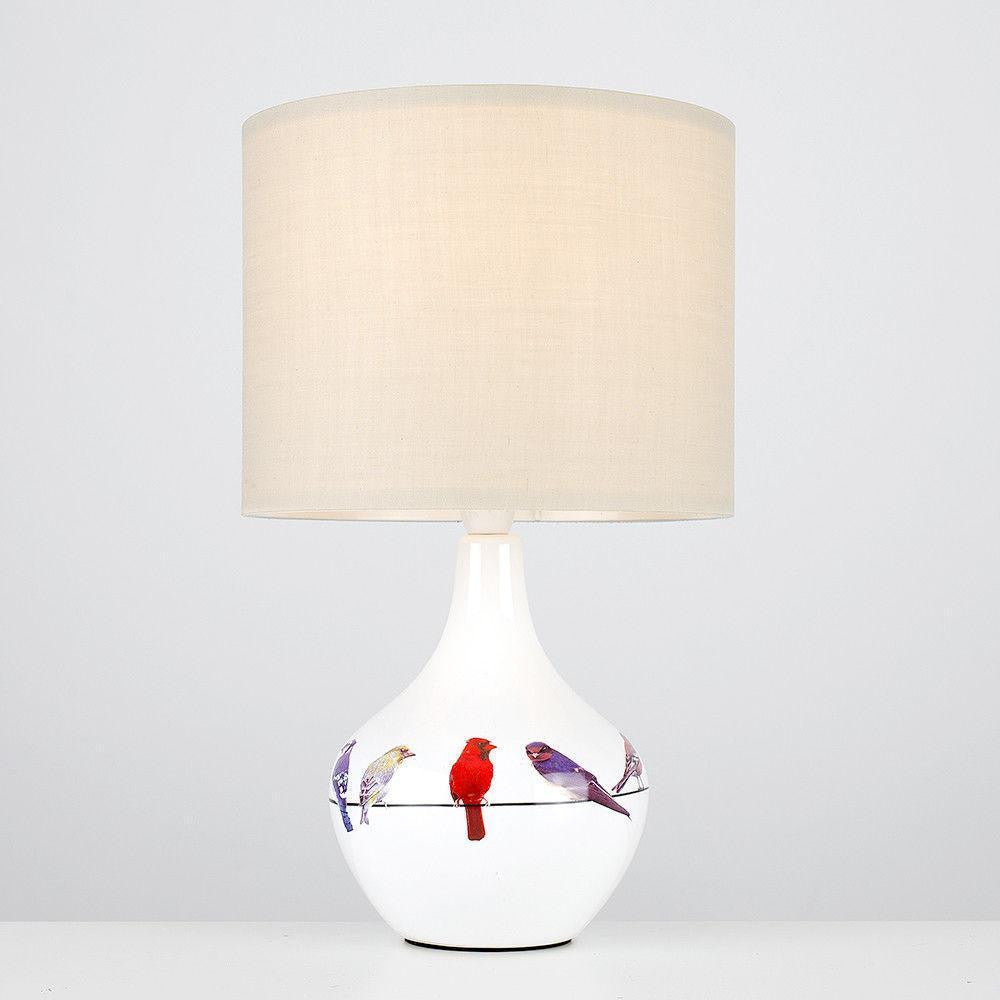 Sitzende Vögel Keramische Tischlampe