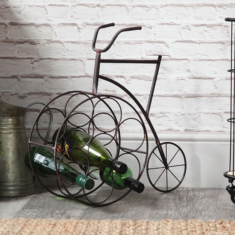 Retro Rustikal Braun Penny Farthing Metall Weinregal