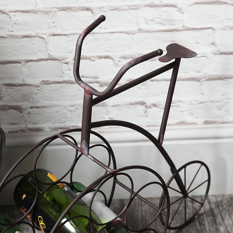 Retro Rustikal Braun Penny Farthing Metall Weinregal