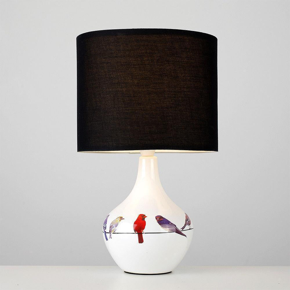 Sitzende Vögel Keramische Tischlampe