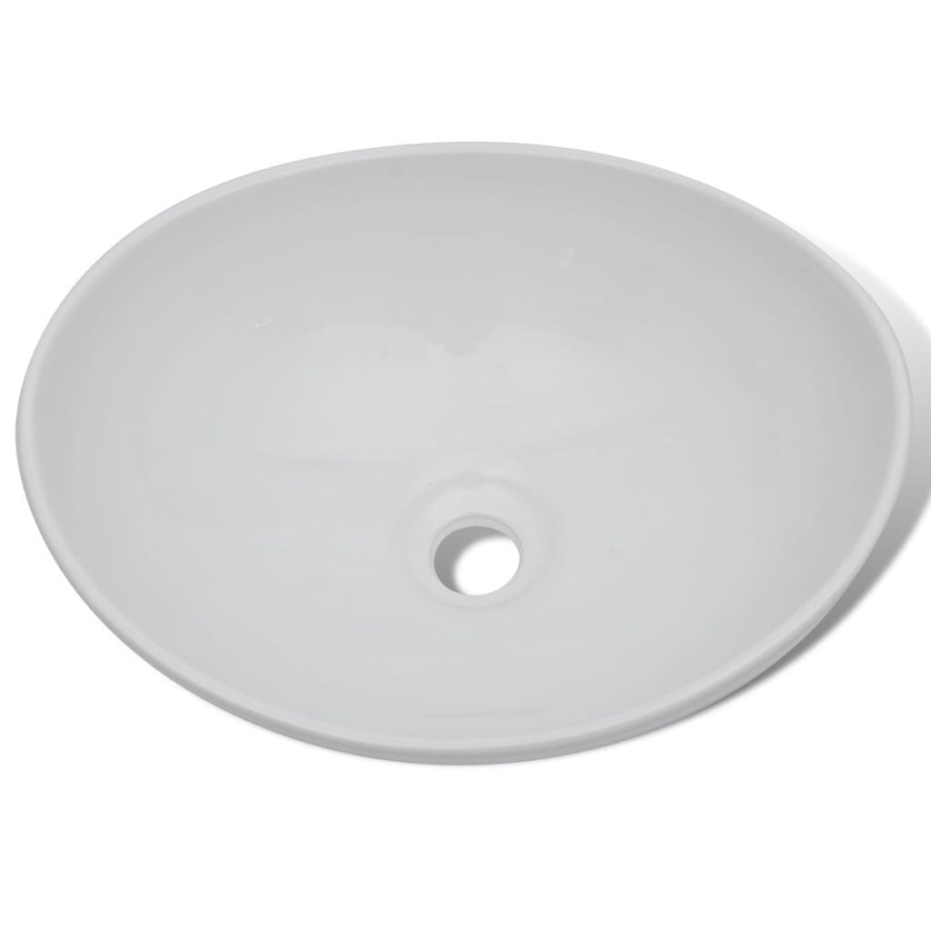 Luxuriöse Keramikschüssel Ovales Waschbecken Weiß 40 x 33 cm