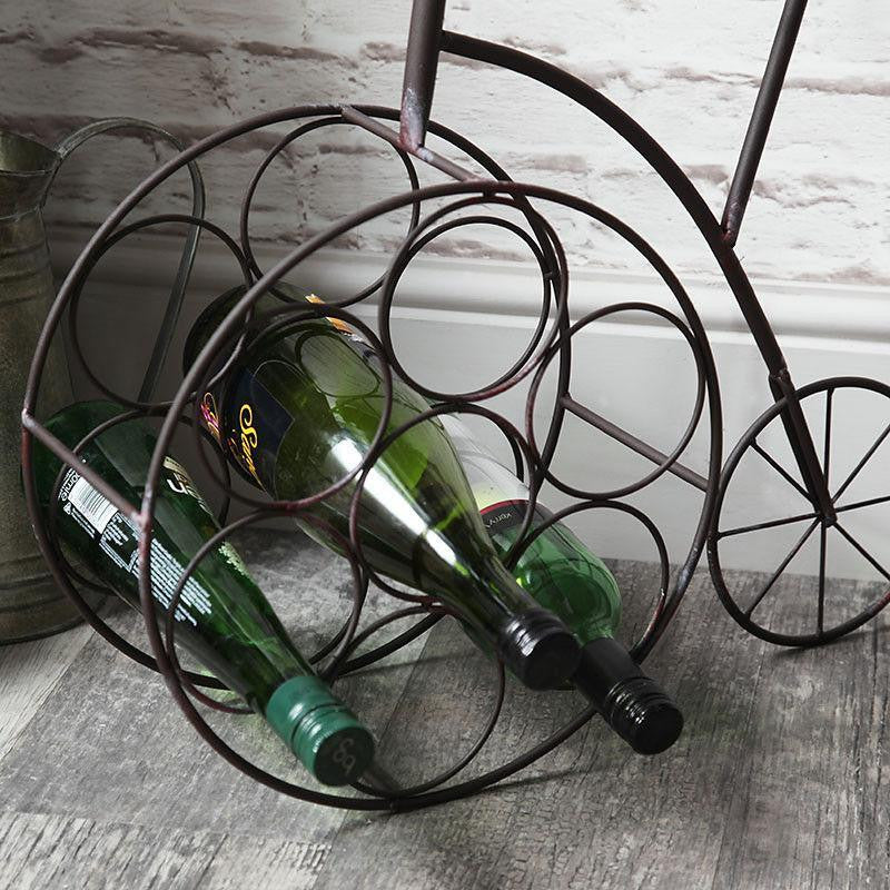Retro Rustikal Braun Penny Farthing Metall Weinregal
