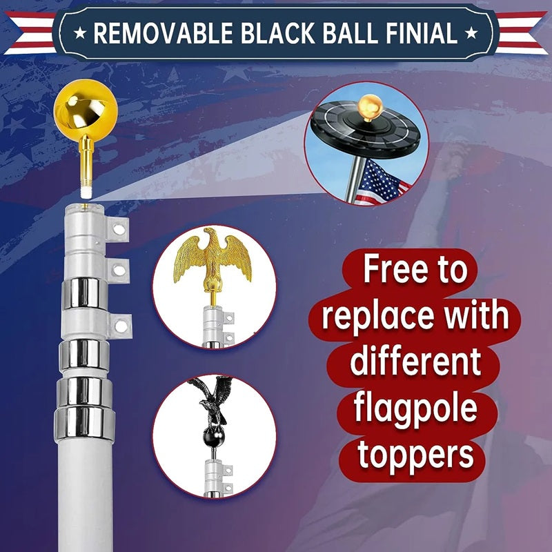 Frendorf | 25FT Schwerlast-Teleskopfahnenmast mit US-Flagge Ball