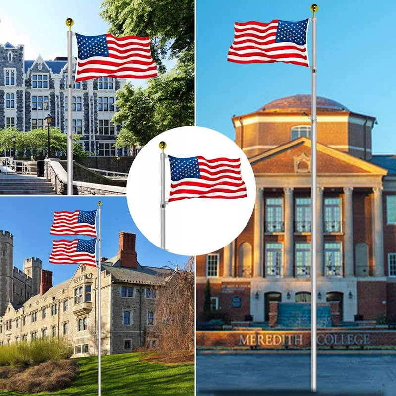 Frendorf | 25FT Schwerlast-Teleskopfahnenmast mit US-Flagge Ball