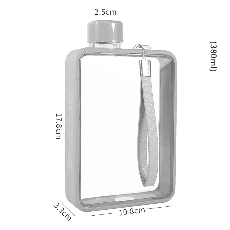Flache transparente Wasserflasche