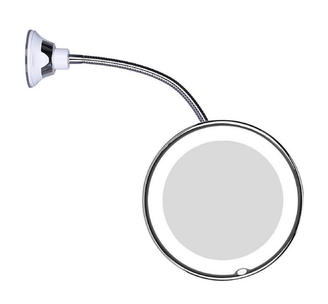 Frendorf |  LED-Vergrößerungsspiegel mit flexiblem Schwanenhals | 10-fache Vergrößerung | Tageslicht-LED | Kosmetikspiegel