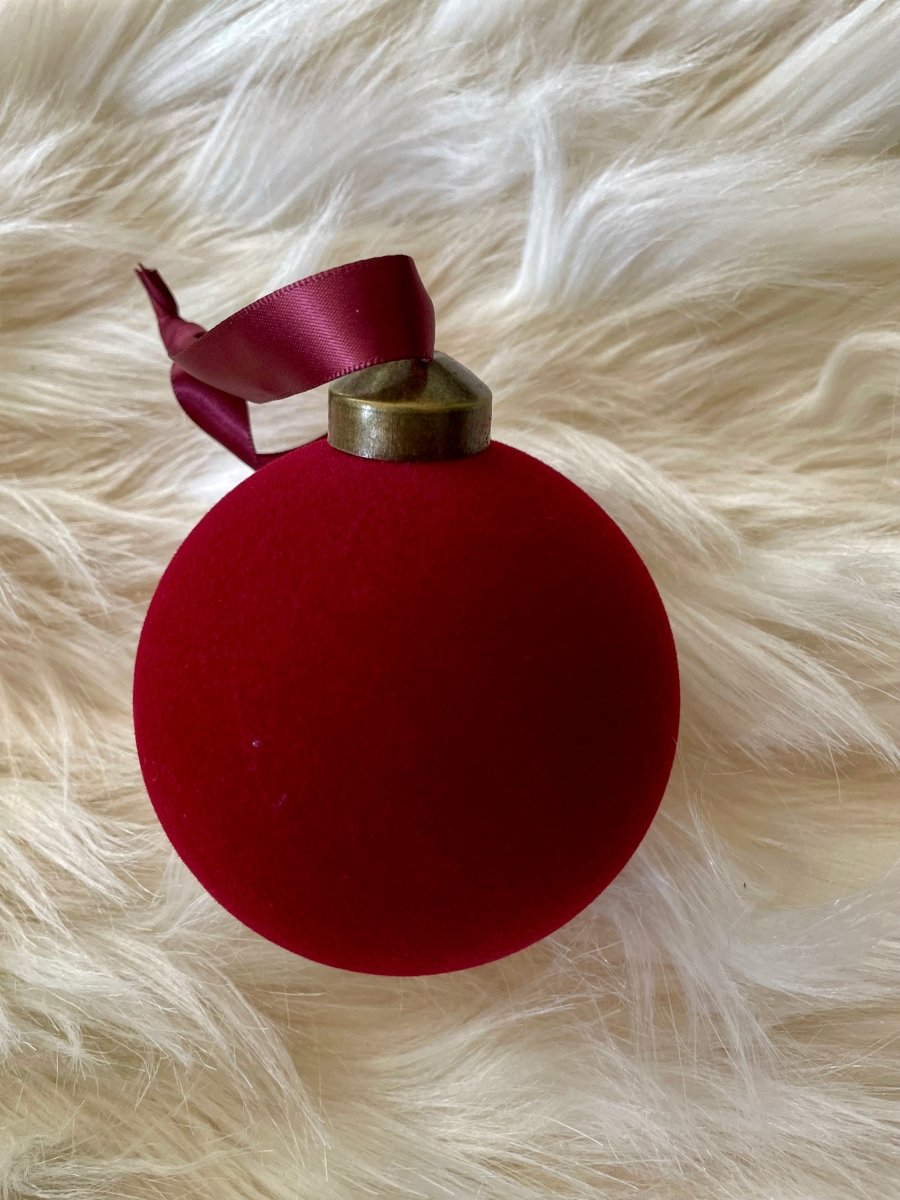 Flocked Velvet Glas Ballen Ornament Set von 4 - Weihnachtsdekoration