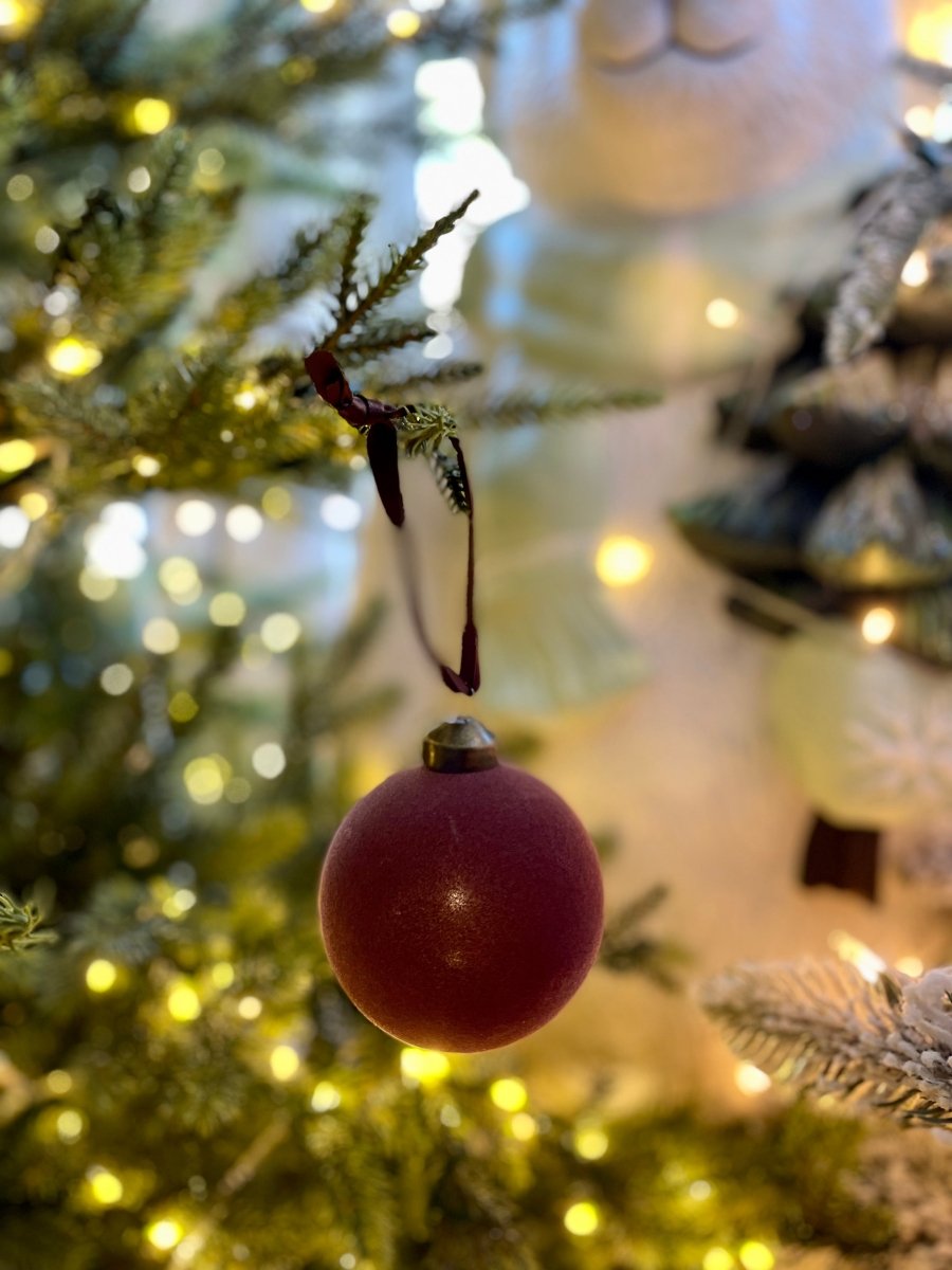 Flocked Velvet Glas Ballen Ornament Set von 4 - Weihnachtsdekoration