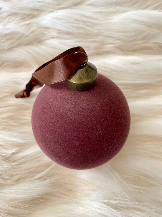 Flocked Velvet Glas Ballen Ornament Set von 4 - Weihnachtsdekoration
