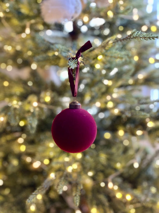 Flocked Velvet Glas Ballen Ornament Set von 4 - Weihnachtsdekoration