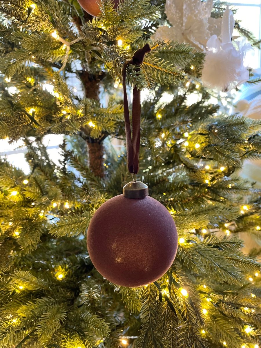 Flocked Velvet Glas Ballen Ornament Set von 4 - Weihnachtsdekoration
