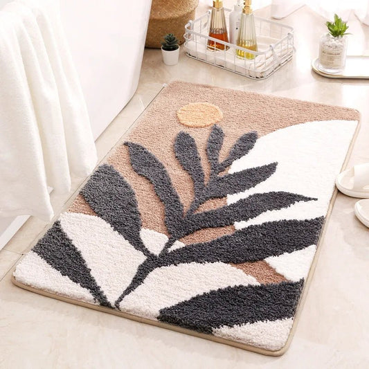 Frendorf | LeafLuxe - Moderne botanisch inspirierte abstrakte Blatt-Badematte