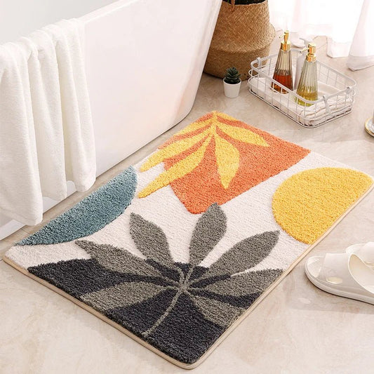 Frendorf | LeafLuxe - Moderne botanisch inspirierte abstrakte Blatt-Badematte