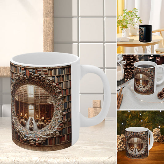 Frendorf | 3D Bücherregale Bibliothek Buchliebhaber Keramiktasse