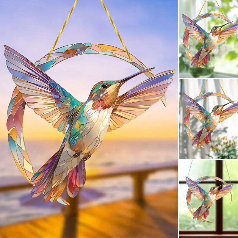 Frendorf | HummiGlow Lebendiger Kolibri Sonnenfänger – Strahlende Fensterdekoration