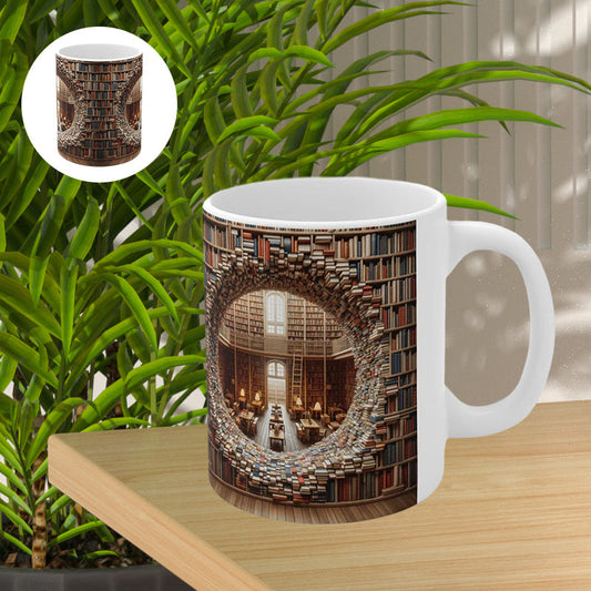 Frendorf | 3D Bücherregale Bibliothek Buchliebhaber Keramiktasse