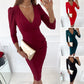 Frendorf | Sexy Einfarbiges Kleid mit V-Ausschnitt