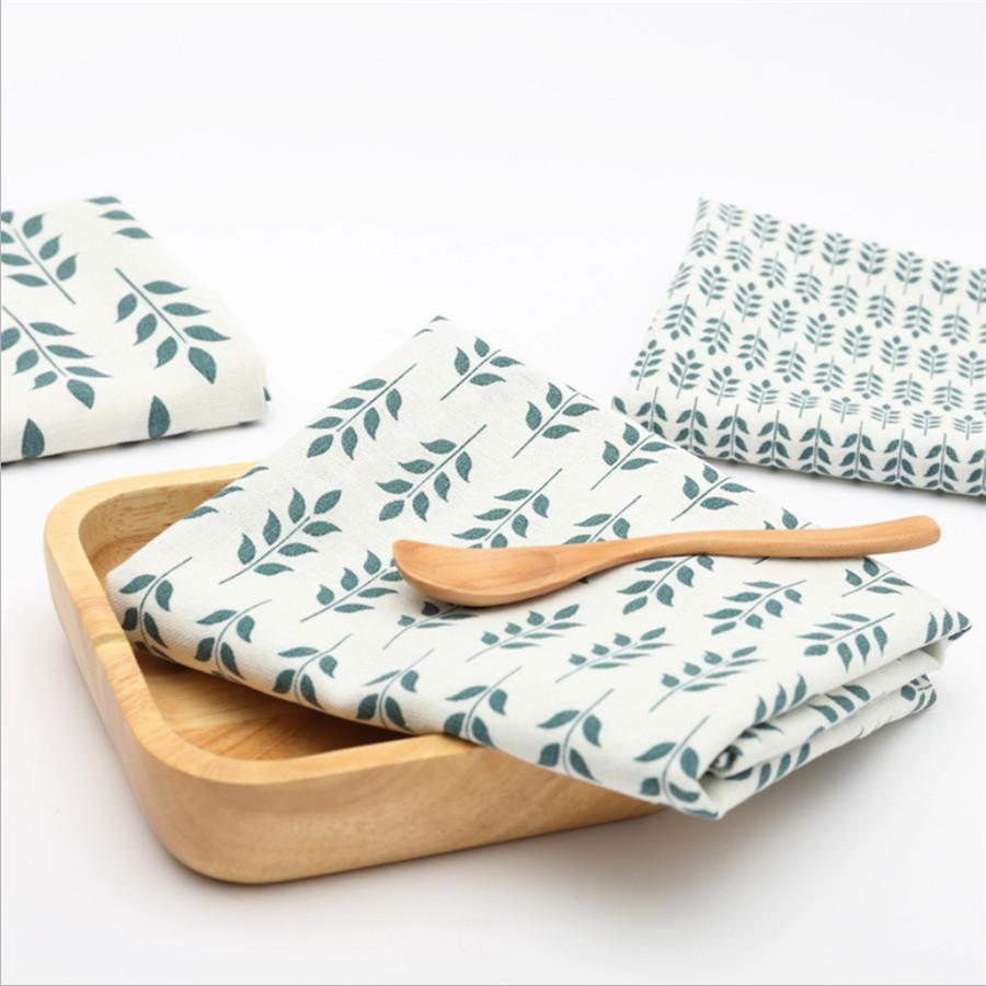 Frendorf | Frischer pastoraler Stil Blätterdesign Baumwoll-Leinen Handtuch
