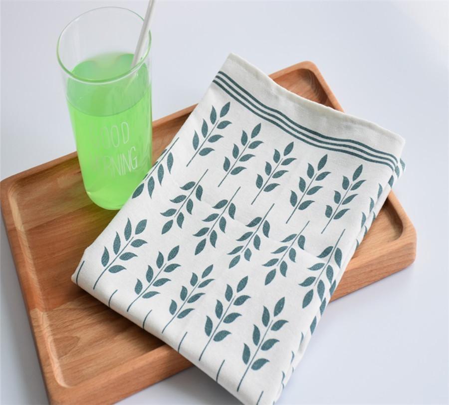 Frischer Pastoralstil Blattdesign Baumwolle Leinen Handtuch