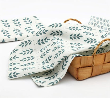 Frendorf | Frischer pastoraler Stil Blätterdesign Baumwoll-Leinen Handtuch