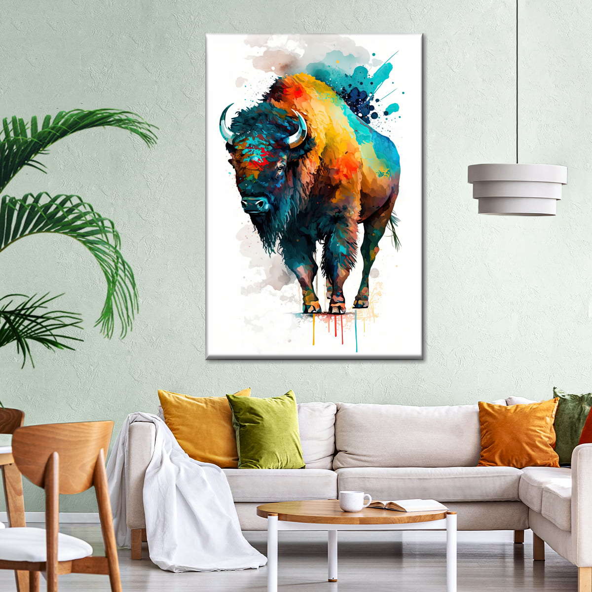 Frendorf | Majestätische Bison Aquarell Wandkunst