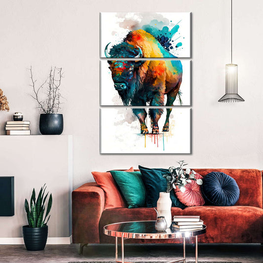 Frendorf | Majestätische Bison Aquarell Wandkunst