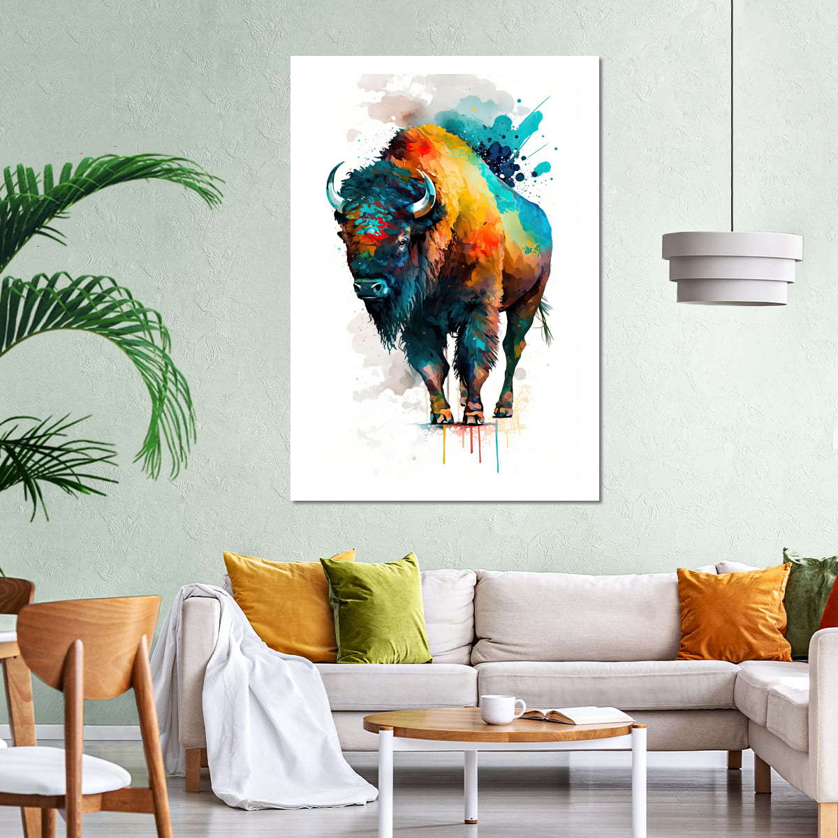 Frendorf | Majestätische Bison Aquarell Wandkunst