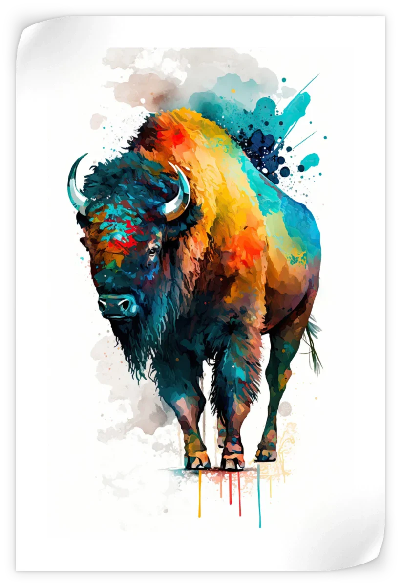 Frendorf | Majestätische Bison Aquarell Wandkunst