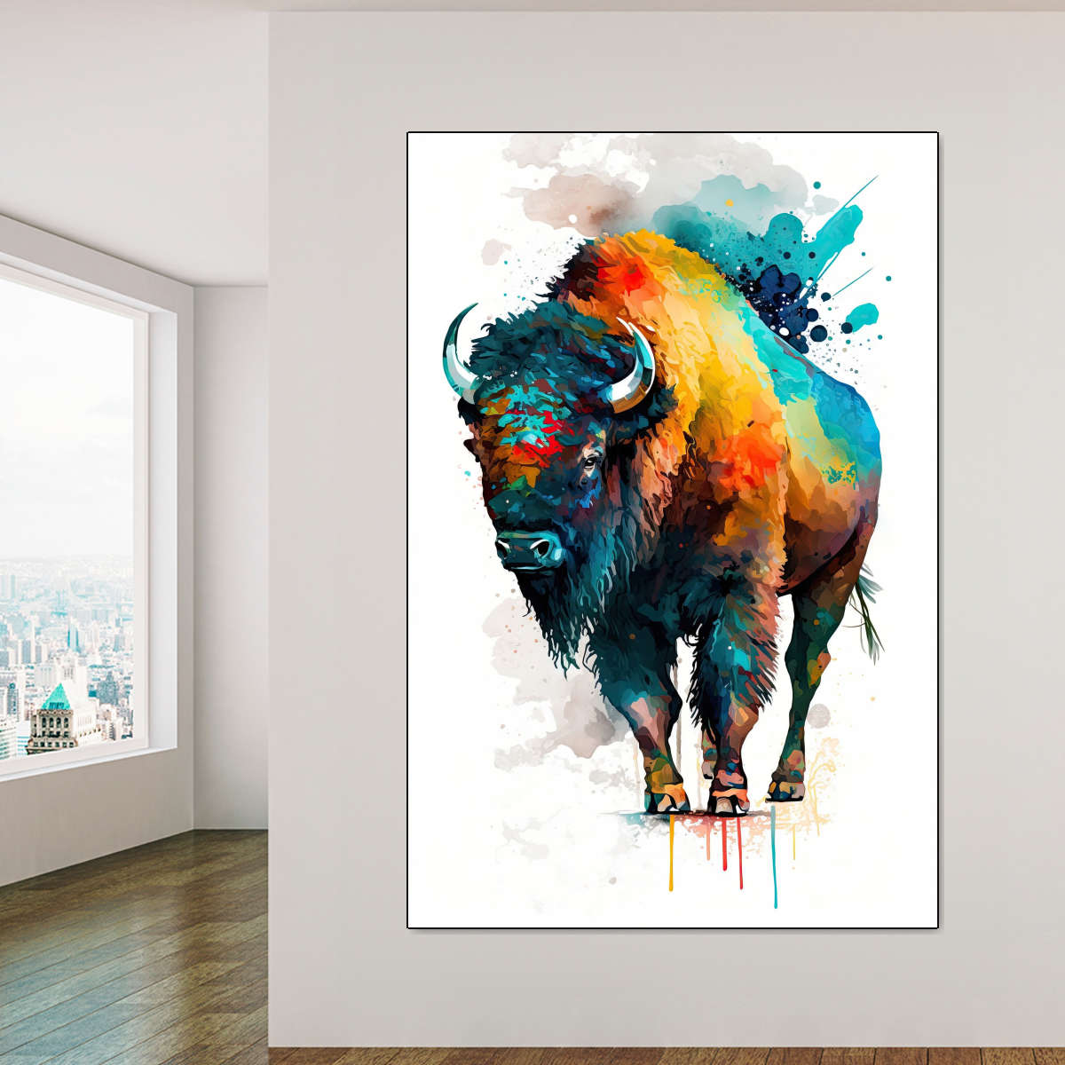 Frendorf | Majestätische Bison Aquarell Wandkunst