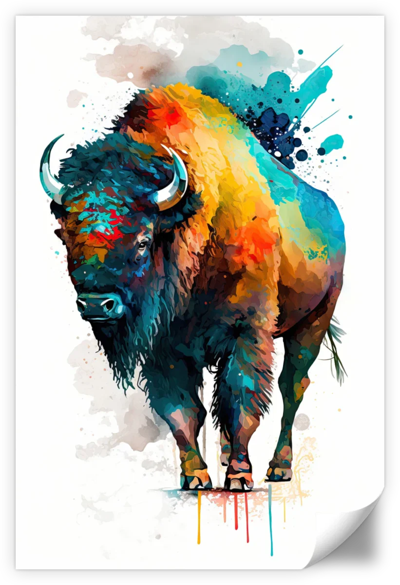 Frendorf | Majestätische Bison Aquarell Wandkunst