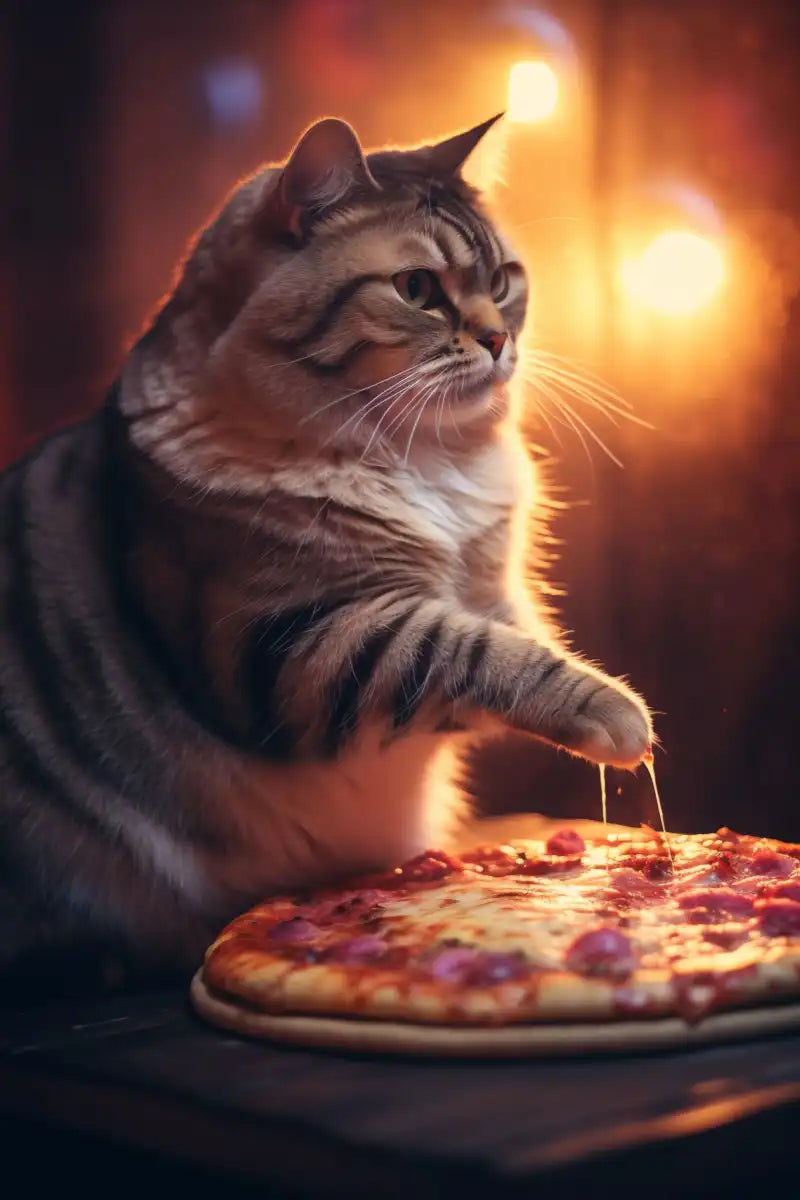 Frendorf | Lustige Katze Pepperoni Pizza Wandkunst