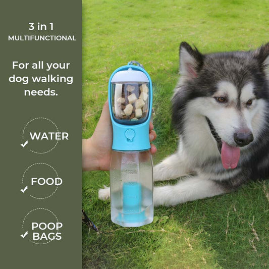3 in 1 multifunktionale tragbare hundewasserflasche