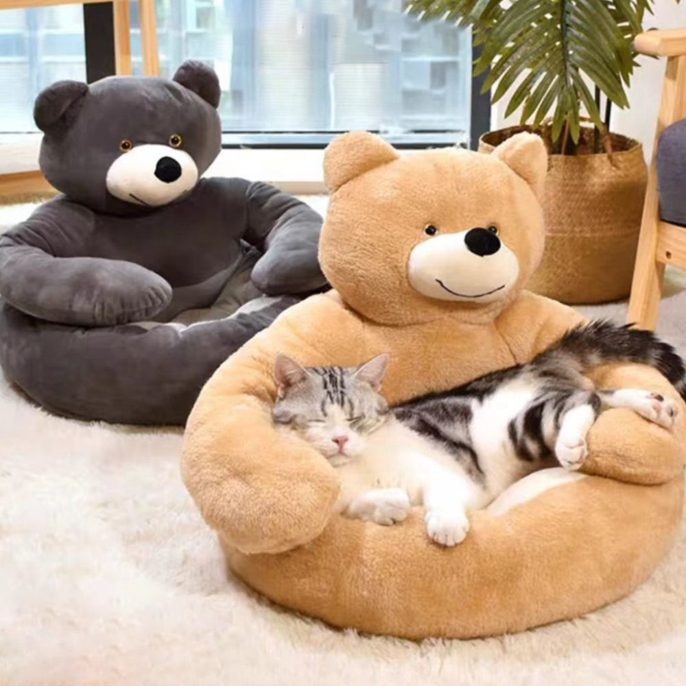 Süßes abnehmbares Kuschelbär-Katzenbett