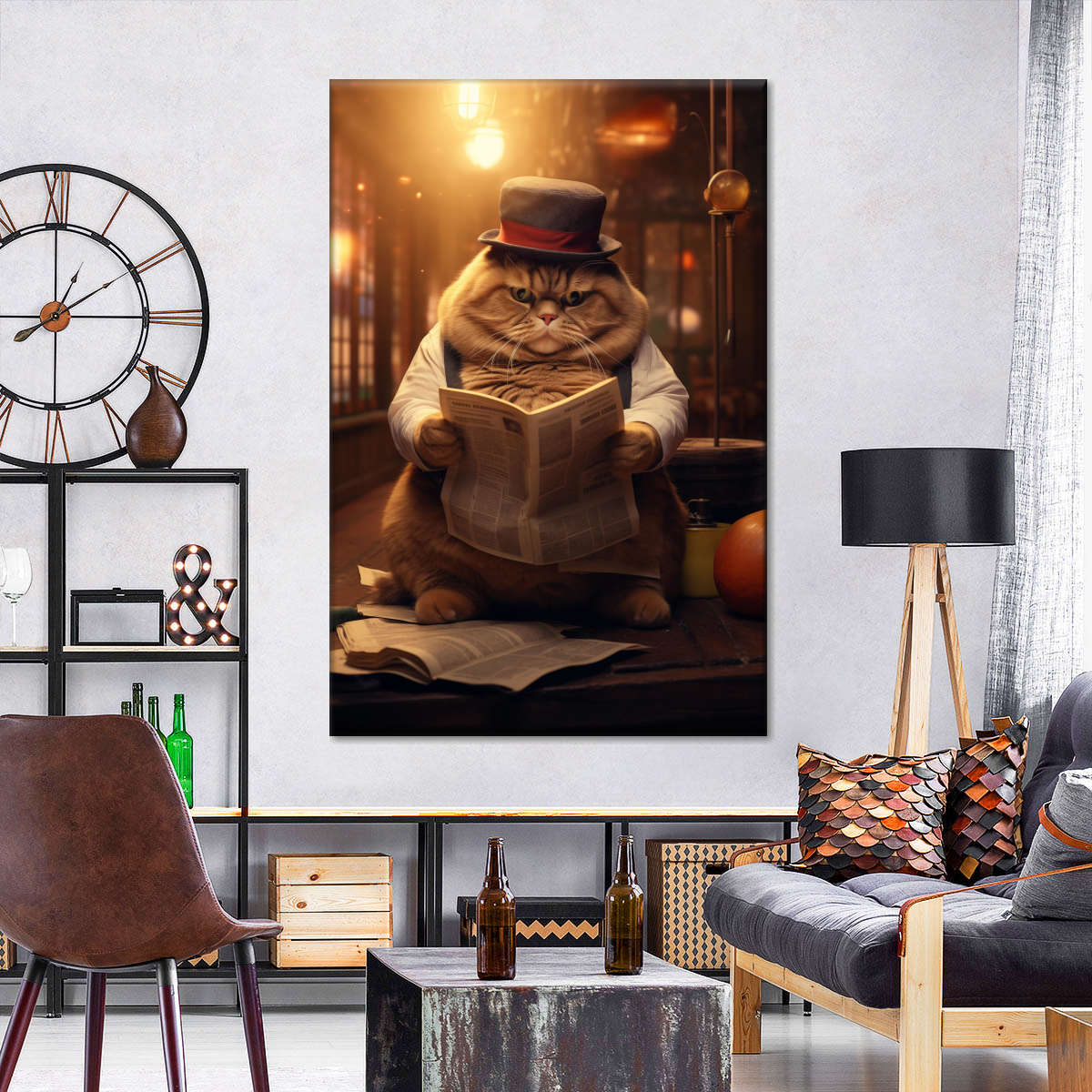 Frendorf | Fat Cat Zeitung lesende Wandkunst