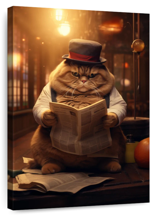 Frendorf | Fat Cat Zeitung lesende Wandkunst