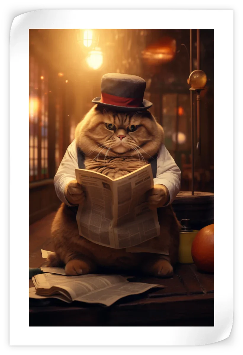 Frendorf | Fat Cat Zeitung lesende Wandkunst