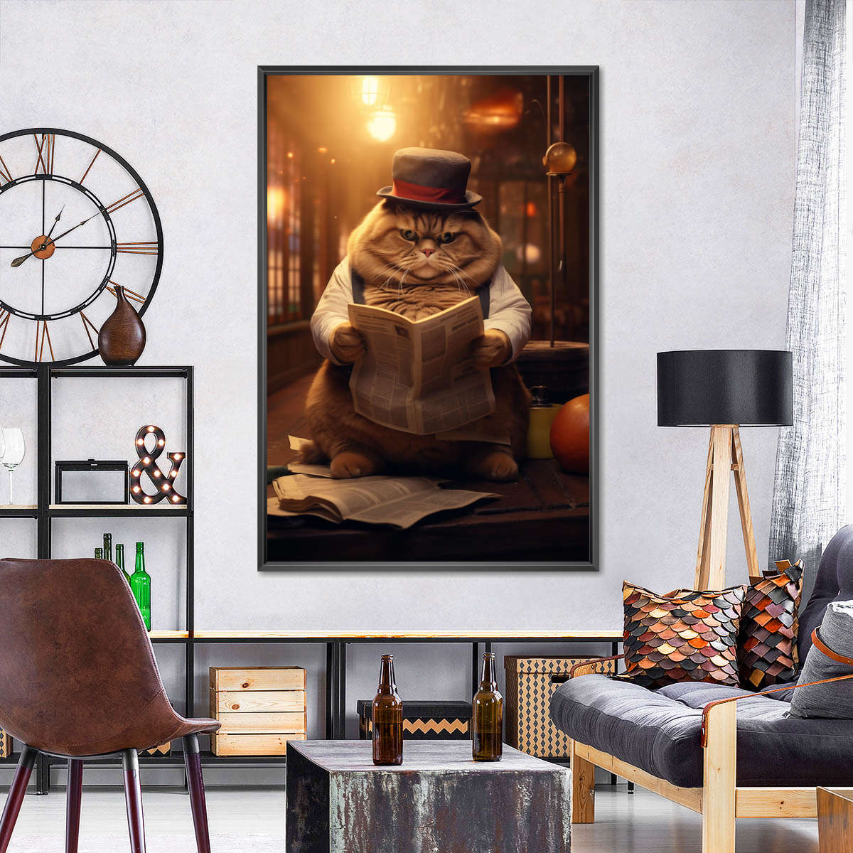 Frendorf | Fat Cat Zeitung lesende Wandkunst