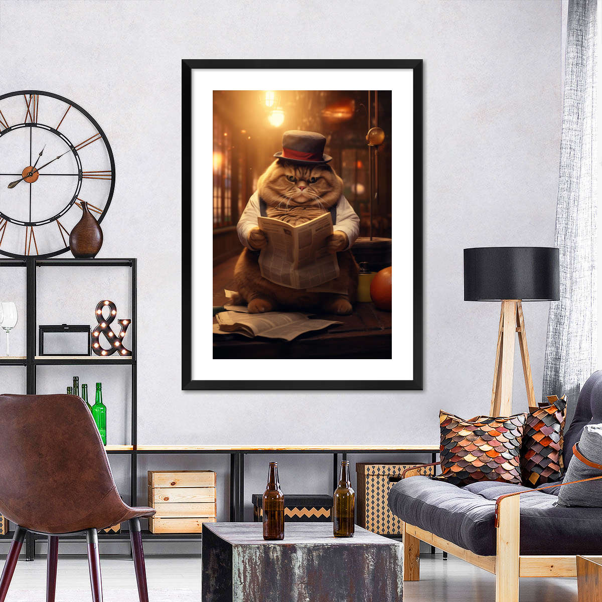 Frendorf | Fat Cat Zeitung lesende Wandkunst