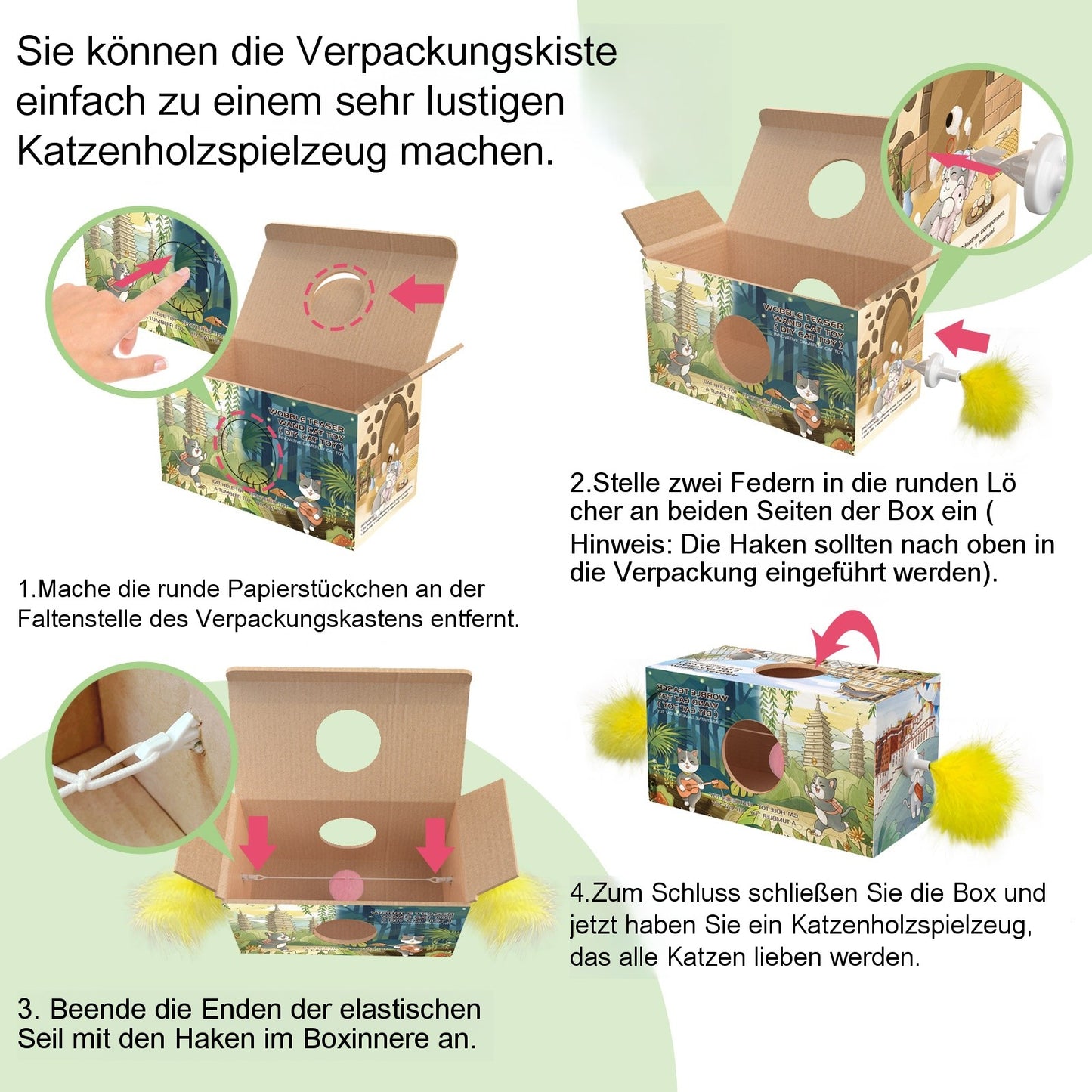 Cherry-Radies Wackel-Spielzeug – DIY Teaser-Spielstab für Katzen
