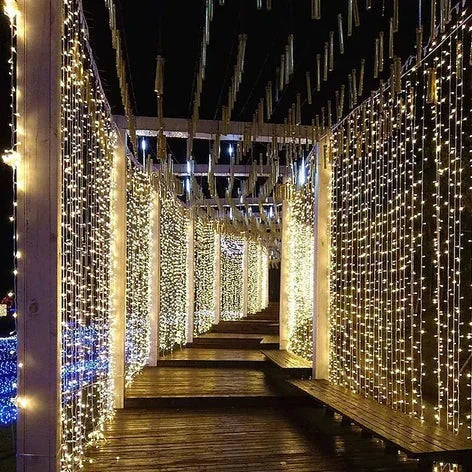Frendorf | GlitterBeam Solar LED Vorhanglichter | Außen Wasserdicht | Lichterkette für Garten & Terrasse | Deko für Hochzeit & Party