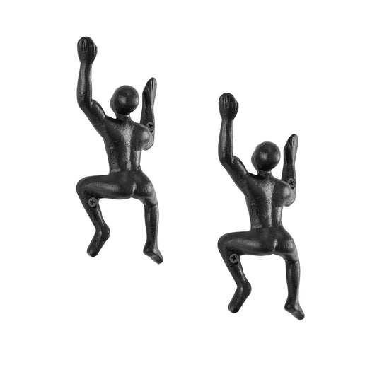"Wandkletterer" Gusseisen Dekorative Schwarze Wandmontagehaken (Set von 2)