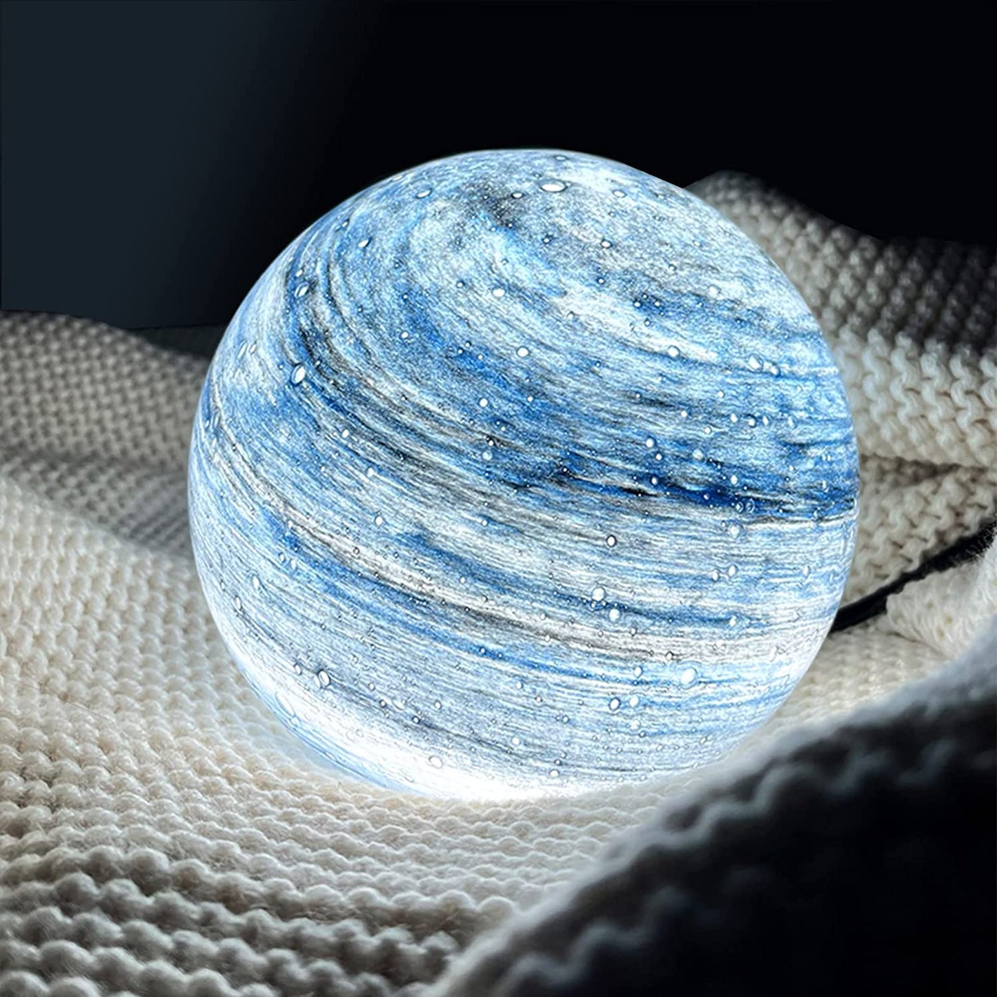 Mondlampe - Lunara - Kreative Nachtlampe - Sockel aus Buche - Glasdeckel