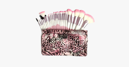 Frendorf | 24-teiliges Pink Leoparden Pinsel-Set