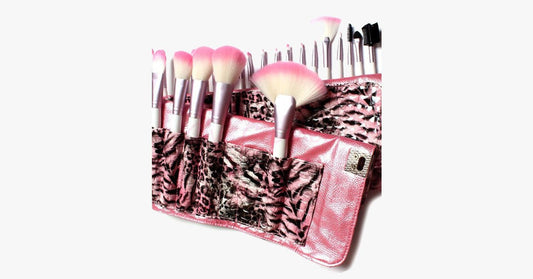 Frendorf | 24-teiliges Pink Leoparden Pinsel-Set