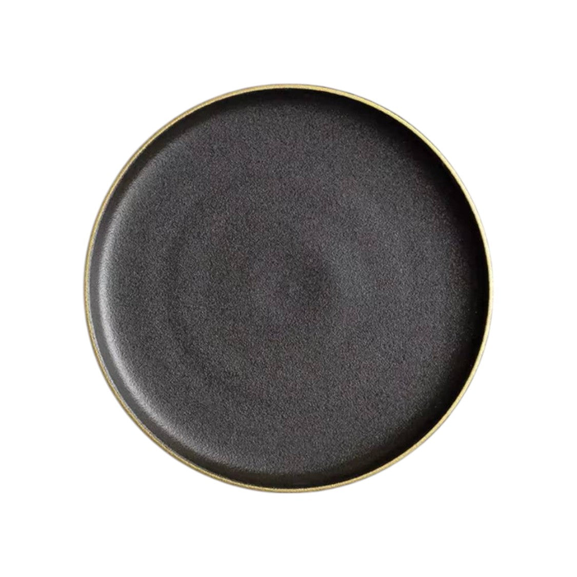 Frendorf | 10-Zoll Frosted Black Plate mit Goldrand Elegantes Keramisches Geschirr für Zuhause und Restaurant Modernes Matt-Finish Strapazierfähig und Kratzfest für den Alltag und besondere Anlässe