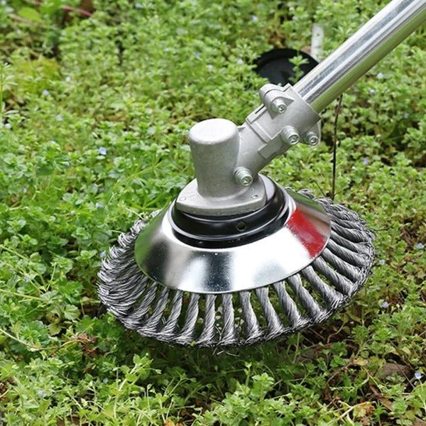 Frendorf | Unkrautbürste für Trimmer – Robuste Drahtbürste aus Stahl für Fugen Pflaster Gartenpflege