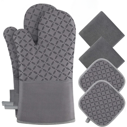 Frendorf | GripTiva HeatSet | Silikon-Ofenhandschuhe 6-teilig | Hitzebeständig bis 260 °C