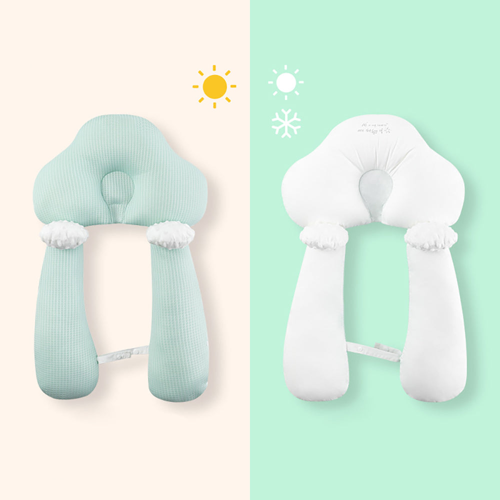 Frendorf | Bio-Baumwolle U-förmiges Baby-Kissen - Weiche & sichere Nackenstütze für Säuglinge, verstellbares Hugbuddy-Design für gemütlichen Schlaf