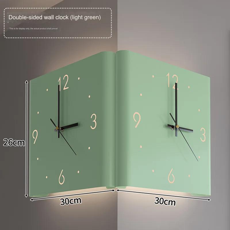 Frendorf | Doppelseitige beleuchtete Eck-Silent-Wanduhr